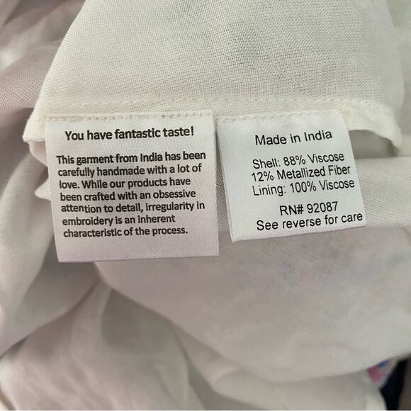 Rococo Sand NWTS Leila Silver Metallic Pink Blue Ruffle Mini Dress size large - Picture 9 of 12